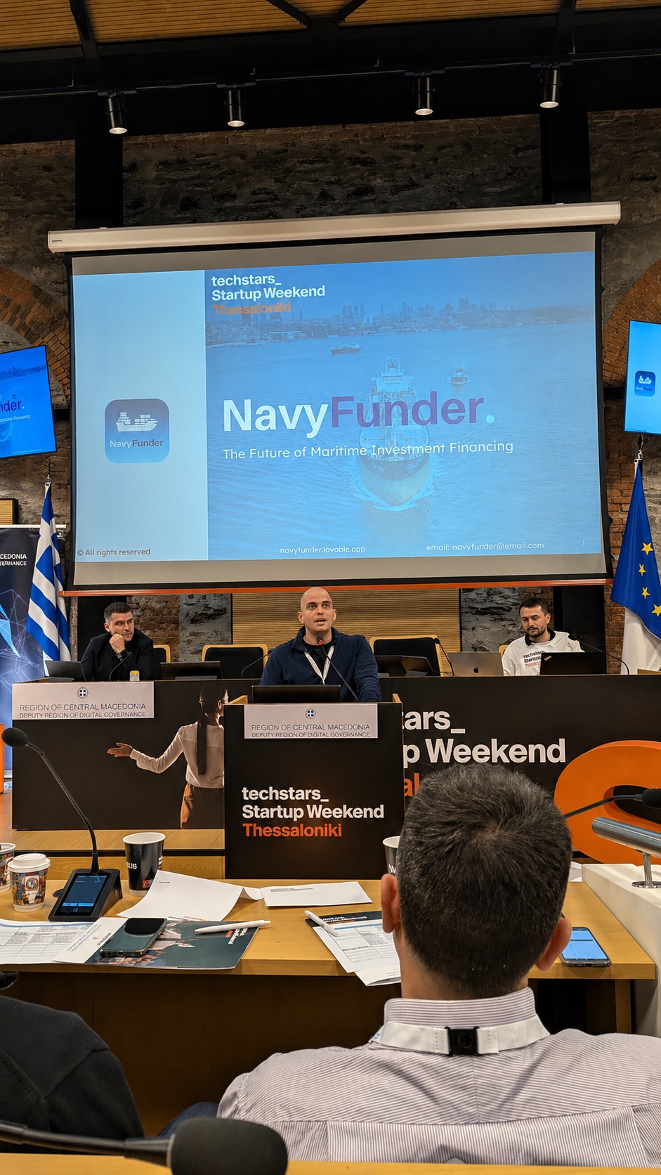 Vasilis Fioravantes presenting at Techstars Startup Weekend Thessaloniki